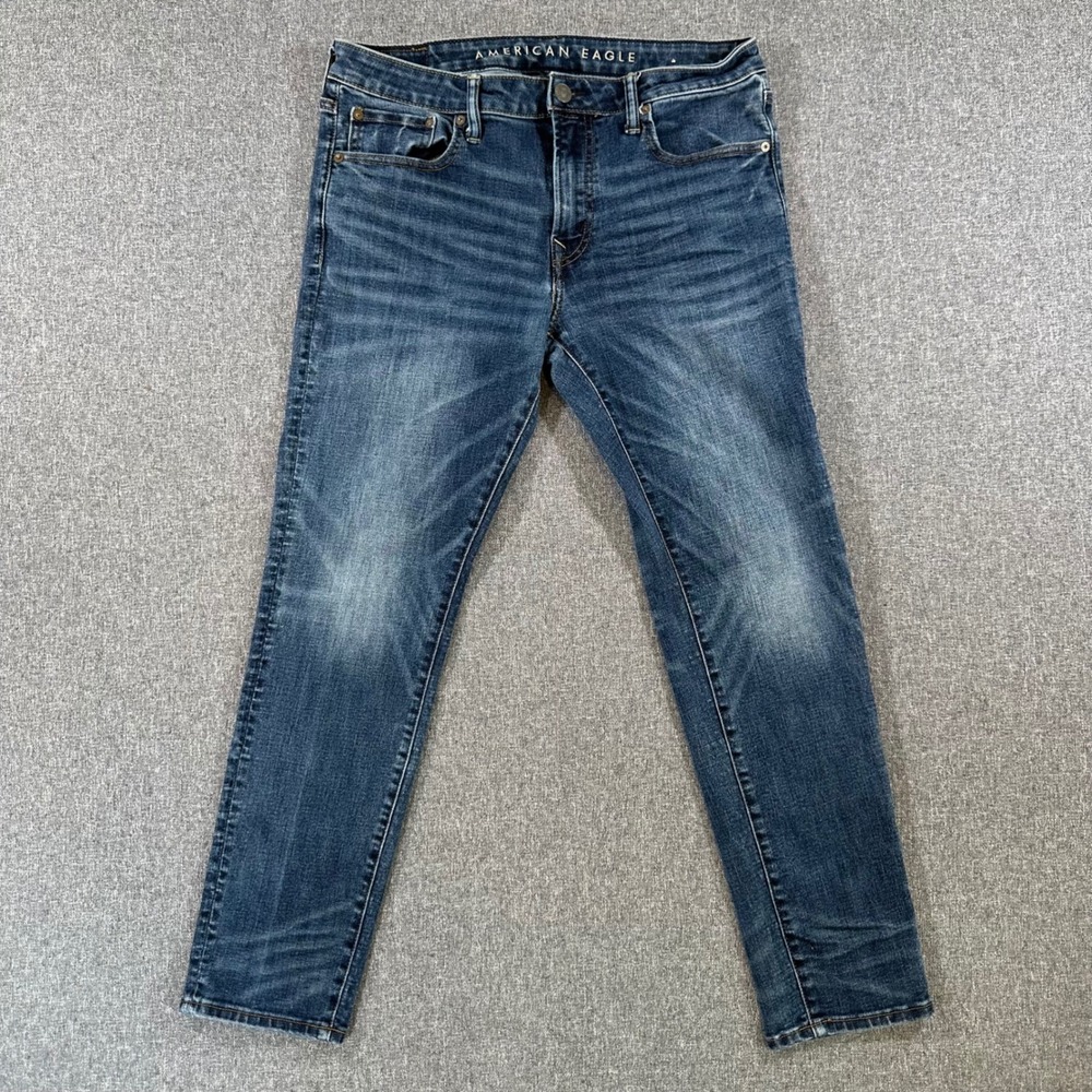 American Eagle Jeans Mens 34x30 Ne(x)t Level Airflex Blue Slim Stretch whiskered